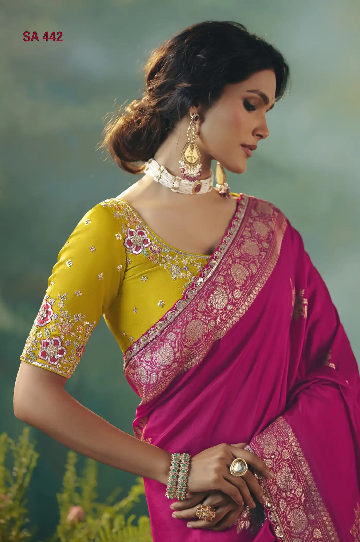 Rani Pink Traditional Silk Saree – Pink & Gold